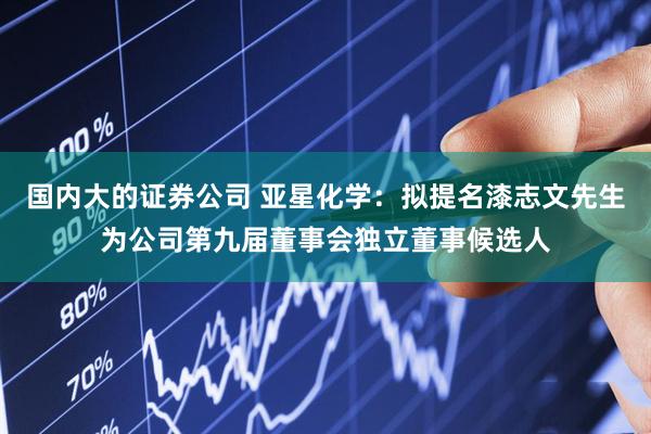 国内大的证券公司 亚星化学：拟提名漆志文先生为公司第九届董事会独立董事候选人