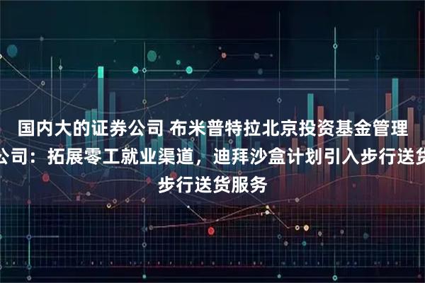 国内大的证券公司 布米普特拉北京投资基金管理有限公司：拓展零工就业渠道，迪拜沙盒计划引入步行送货服务
